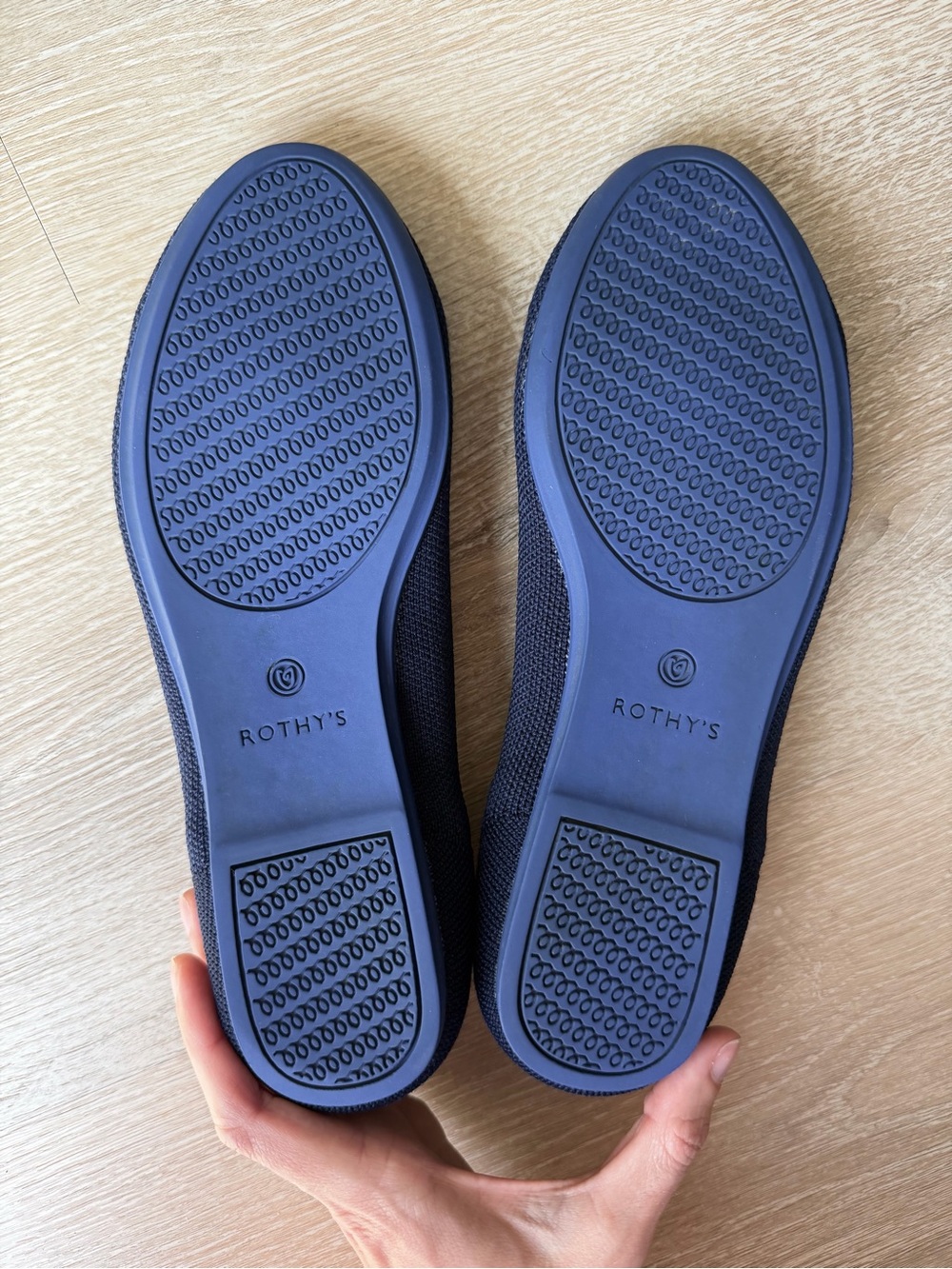 Rothy's Navy Knit Ballet Flats with White Trim - Picture 4 of 4